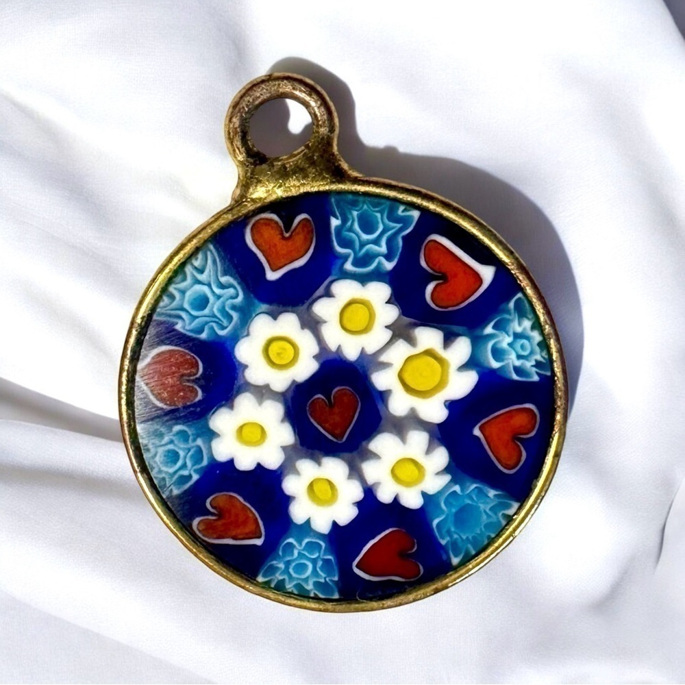 Gold Over Sterling Millefiori Pendant/Charm
